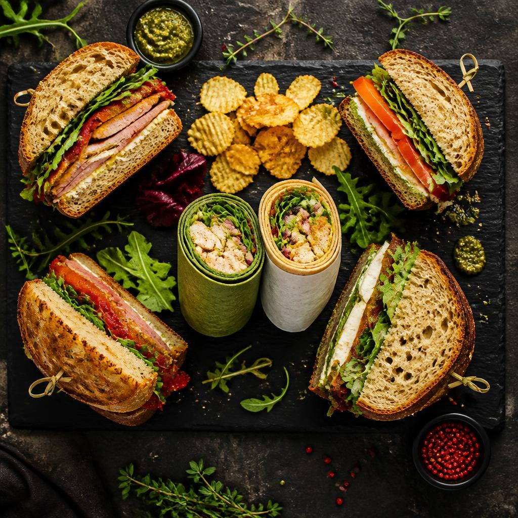 Artisan sandwiches and wraps made by home kitchen partners